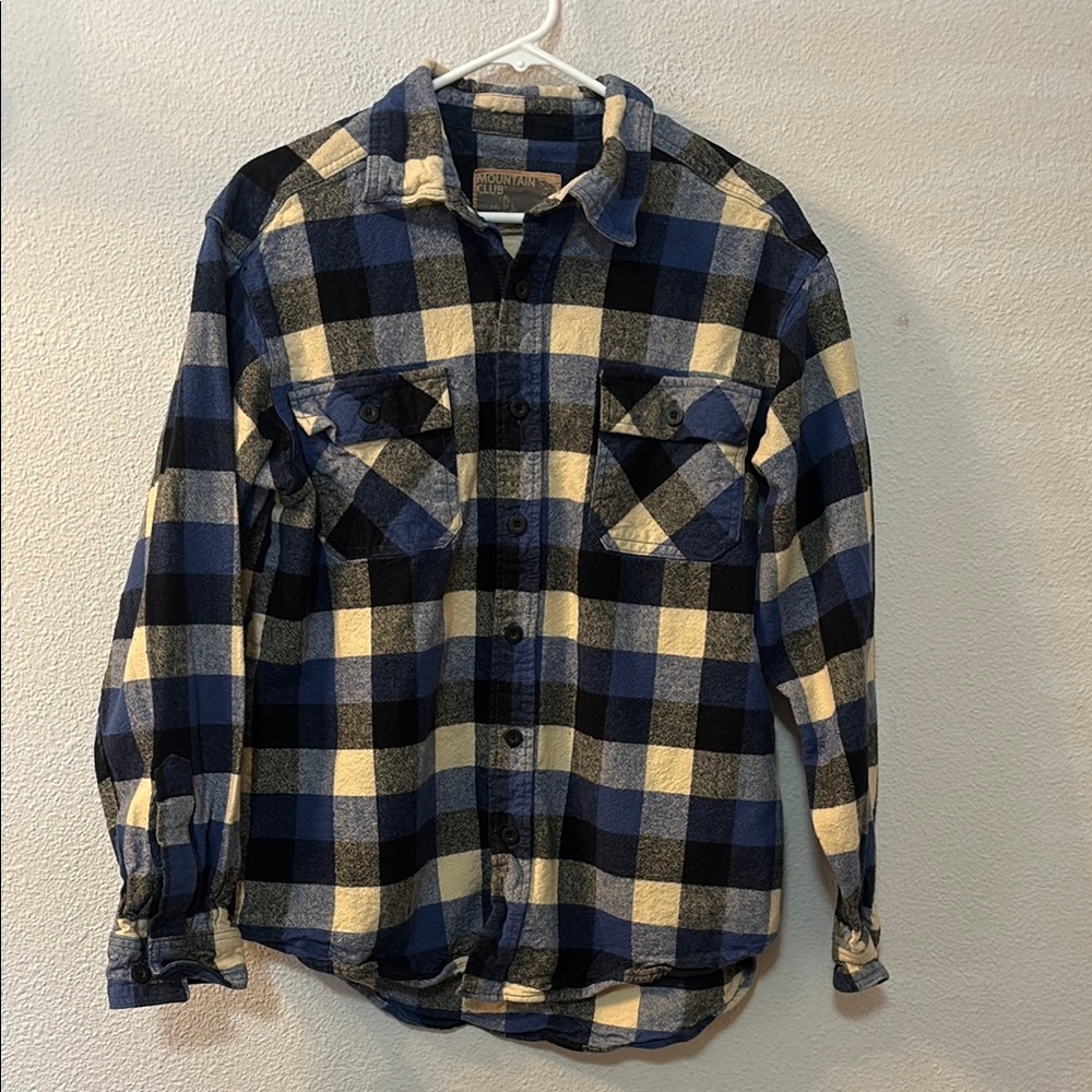 Blue and Black Plaid Flannel Shirt - Classic Men's Button-Up
